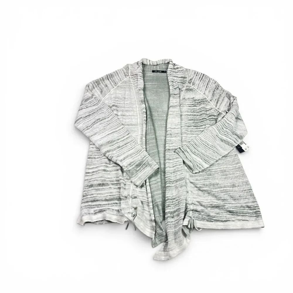 Nic + Zoe Sand Dunes Cardigan Space Dye Linen Blend Draped Front Sweater XL NEW